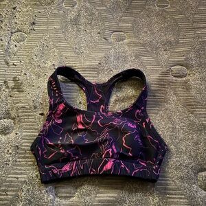 Women's Black and Pink Sports Bra